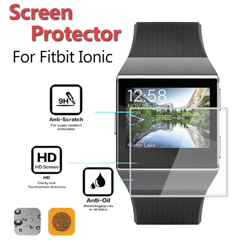 

KINCO Clear HD Hardness 8-9 H Watch Screen Protector Full Coverage Water Films protection Guards for Fitbit Ionic Smartwatch