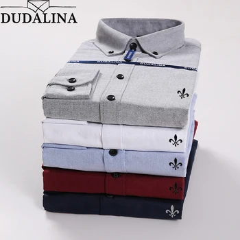 

Oxford 100% Cotton Blouse Dudalina Camisa Social Masculina Long Sleeve Cocktail Dresses Slim Fit Plus Size Jeans But