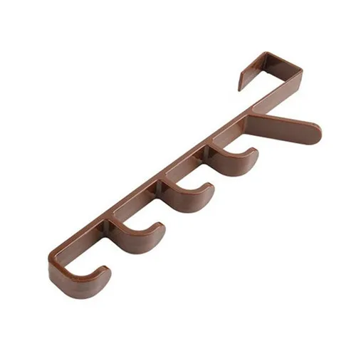 brown GOONBQ 1 шт. крючок для шкафа, Пластиковая шляпа, сумка для одежды, вешалка, держатель для кухонного шкафа, сзади, мешки для мусора, органайзер, полка для хранения - Цвет: brown