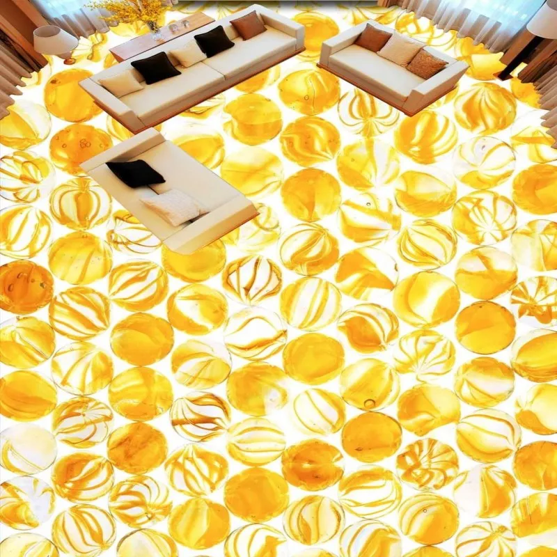 

Free Shipping 3D stereo yellow glass crystal ball Self-adhesive floor stickers bedroom bathroom hotel mall wallpaper mural