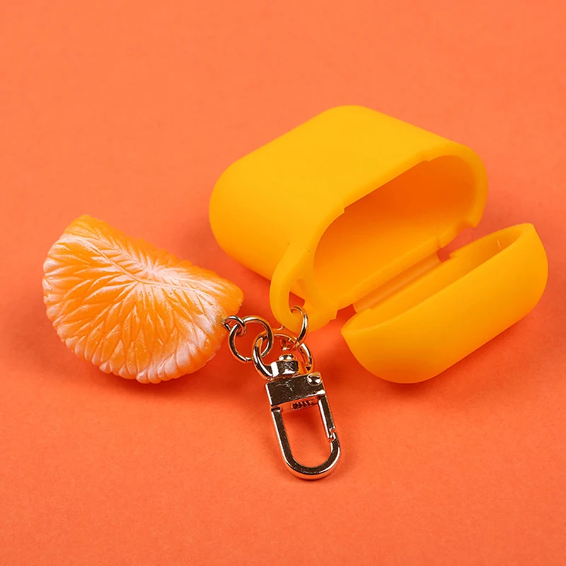 Милый Забавный оранжевый декоративный силиконовый чехол для Apple Airpods, аксессуары для наушников Bluetooth, защитный чехол, сумка, коробка