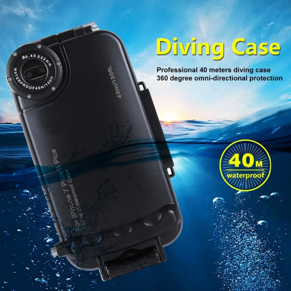 Для iPhone 7 Plus и 8 Plus водонепроницаемый корпус для дайвинга чехол 40 м/130 футов подводный корпус чехол для сноркелинга серфинга плавания