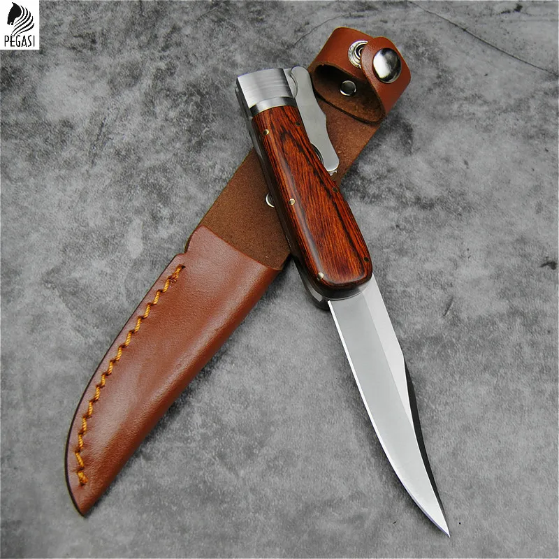 PEGASI Japanes D2 steelcamping защитный нож для тела, рыболовный нож, охотничий нож в джунглях, острый тактический нож+ кожаный чехол