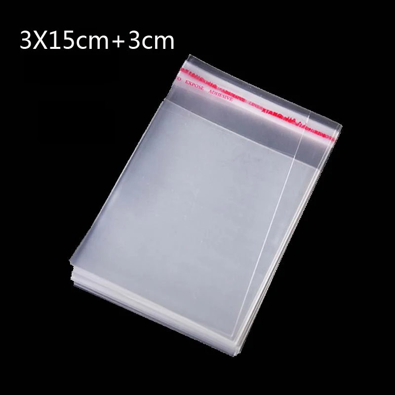 

600Pcs 3 x 15 cm Promotion Price Transparent Cello Bag Clear Resealable Cello Plastic Envelope Small Gift Bags