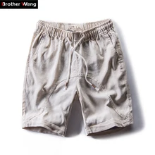 Brother Wang бренд летние новые мужские шорты модные повседневные льняные бермуды тонкие мужские шорты в китайском стиле мужские