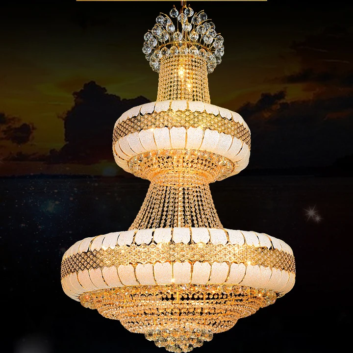 

LED Crystal Chandeliers Lights Fixture Gold Crystal Chandelier Golden Home Indoor Lighting Hotel Clubs Hanging Lights AC90V-260V