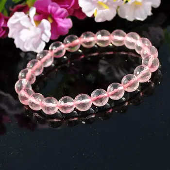 

Free Shipping Natural Rose Quartz Madagascar Crystal Beads Bracelet AAA 8mm