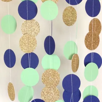 

Jumbo Mint Julep Wedding Garland, Paper Garland,Mint and Navy Garland, Bridal Shower, Baby Shower, Birthday Party, Gold Glitter