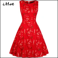 IHOT-Women-50s-60s-floral-Dress-Vestido-De-Festa-Women-Casual-Print-Swing-Dress-Patchwork-Vintage