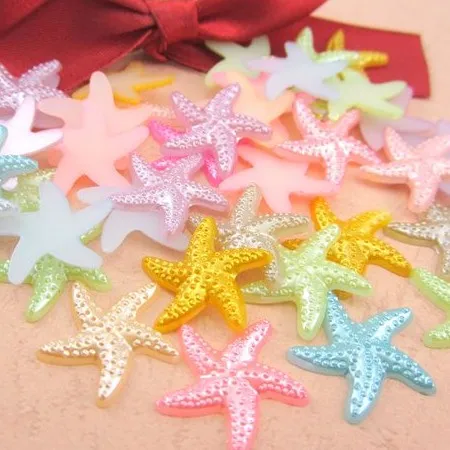 

Free Shipping Mixed 20mm 50Pcs Craft ABS Starfish Design Imitation Pearls Resin Scrapbook Beads Decorate Diy