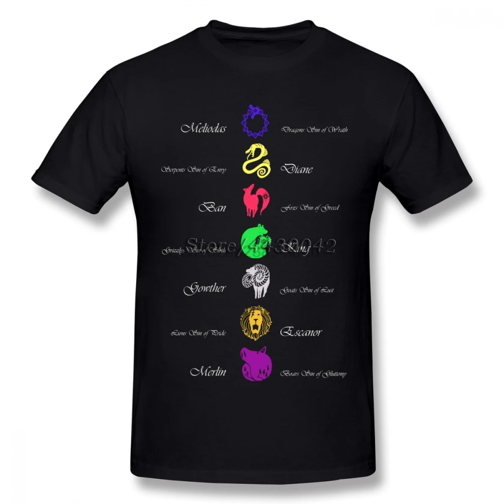 

Seven Deadly Sins Nanatsu No Taizai Fitted T Shirts Teenage Round Neck Short Sleeve Tee Classic Men Boy Crazy T Shirts