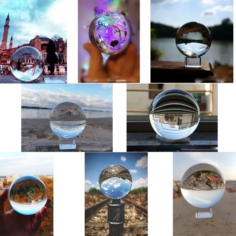 

60/70/80MM Photography Crystal Ball Ornament FengShui Globe Divination Quartz Magic Glass Ball Home Decor Sphere