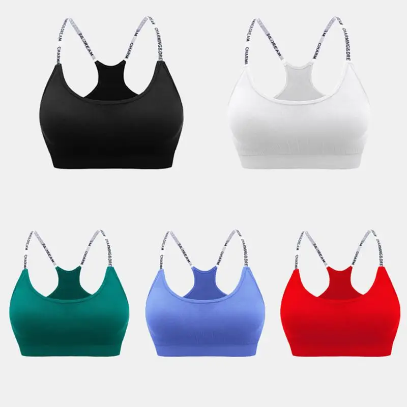

Letter Shoulder Strap Sports Bra Yoga Moisture-absorbing Quick-drying Shockproof Ladies No Trace Beauty Back Sports Underwear