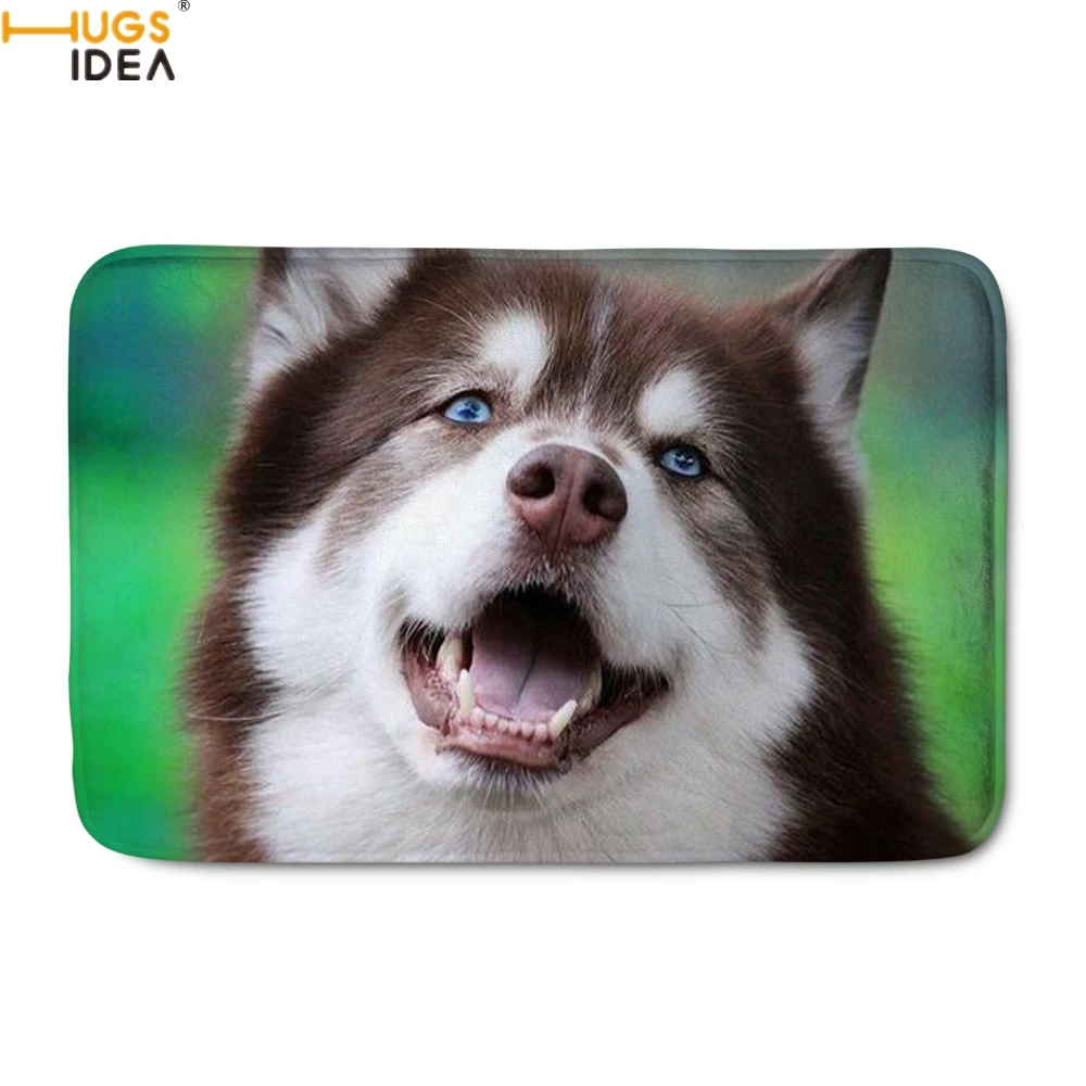 HUGSIDEA домашний декор Добро пожаловать входные дверные коврики милый 3D Собака Хаски печати коврики для гостиной/кровати комнаты кухонные коврики 40*60