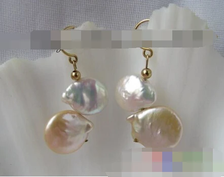 

1518 Waggle baroque coin white champagne earring