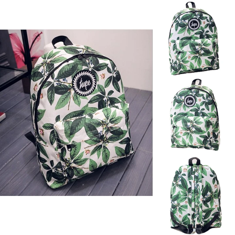 HETI 2015 Hot men and women printing leaves backpacks mochila rucksack fashion canvas bags retro casual school bags travel bags