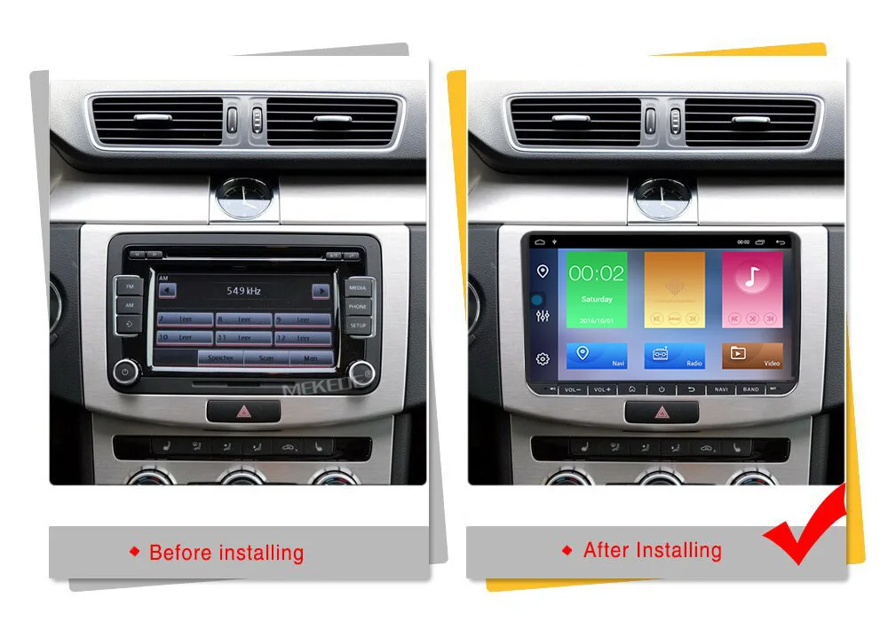 Sale 9" Android 9.1 2+32G Car GPS Navigation for VW Volkswagen SKODA GOLF 5 Golf 6 POLO PASSAT B5 B6 JETTA TIGUAN dvd player BT RDS 9