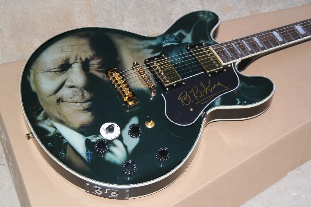 

Chinese Musical instrument Factory New memorial B.B.K Custom 100% new Color photos jazz Electric Guitar Dual Output 418