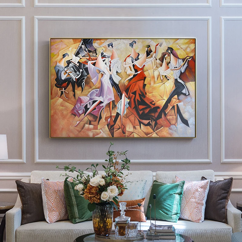 

Abstract Middle-Ages Party Banquet Carnival Piano Canvas Painting Sexy Lady Posters For Living Room Aisle Home Decor Wall Art