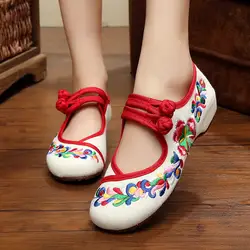 Балерина Танцевальная обувь женская осень 2018 Китайская вышивка обувь сандалии ремешок Старый Пекин парусиновая обувь Мэри Джейн весенние