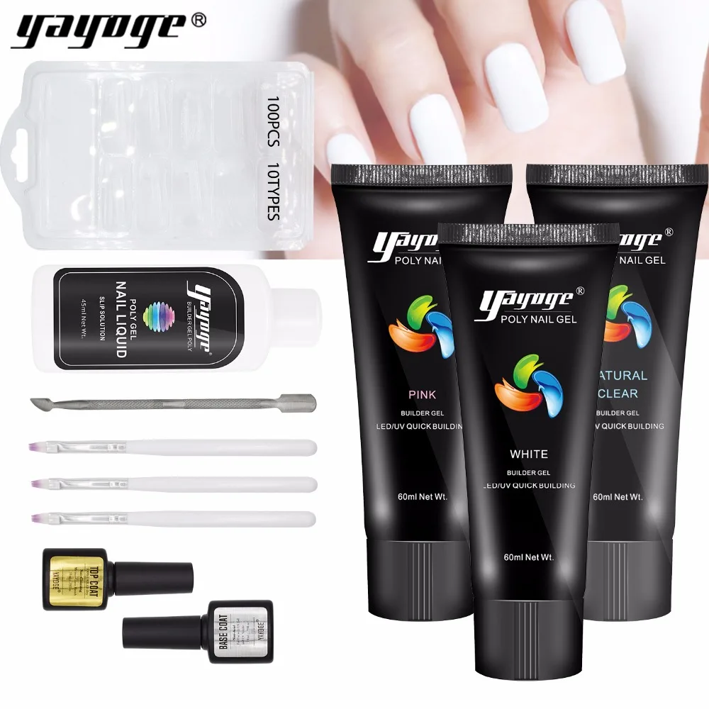 

Yayoge Polygel Builder UV Poly Gel Set Varnish Nail Polish Kit For Nails Extension Quick Building Hard Jelly Gel Lacquer 60ml