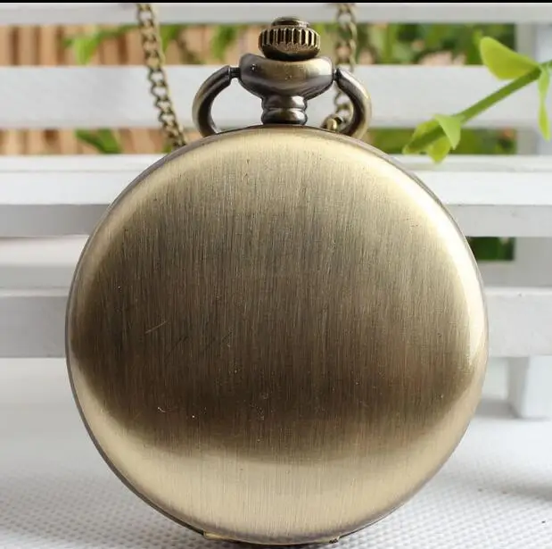 

New Fashion quartz Bronze antiques steampunk Good quality Flip clock mens fob chain pocket watches gift