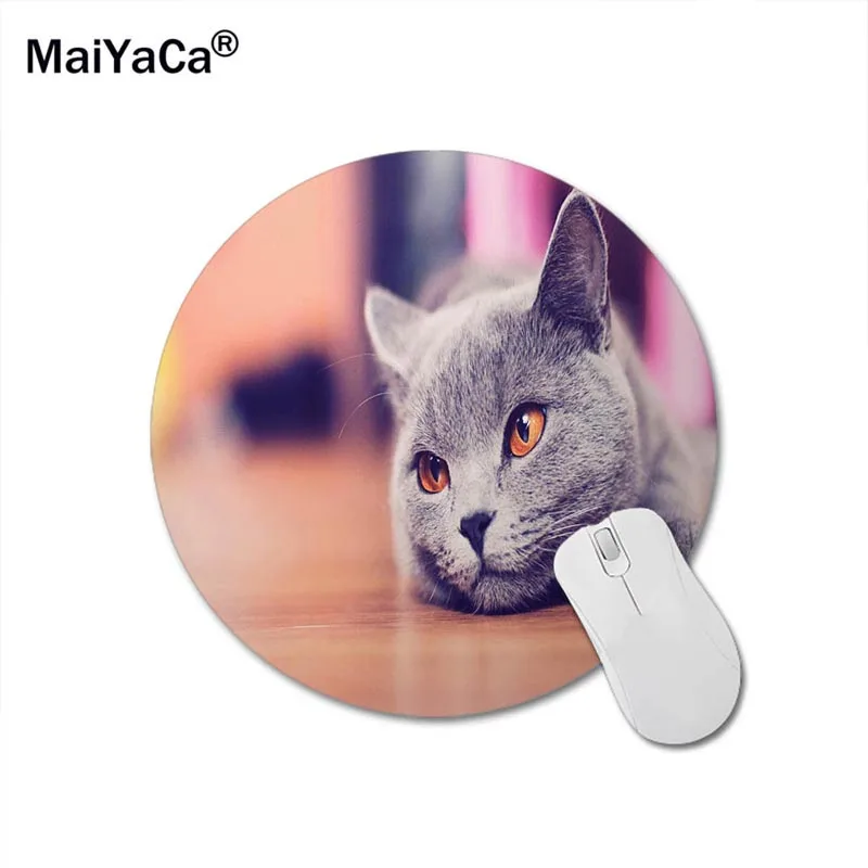 

Grey Cat Art Print Mouse Pad Anti-Slip Round Mousepad Gift Gaming Speed Mice Mats