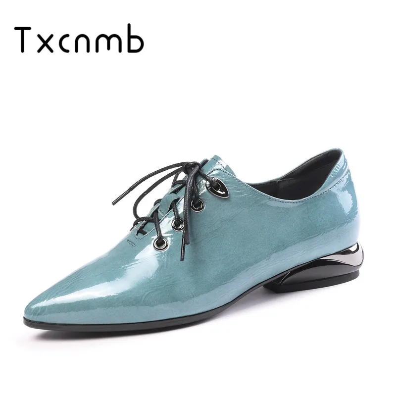 

TXCNMB 2019 fashion Genuine Leather Women Pumps New Fashion high heel Shoes Woman wedding Lace-up Shallow Single Shoes