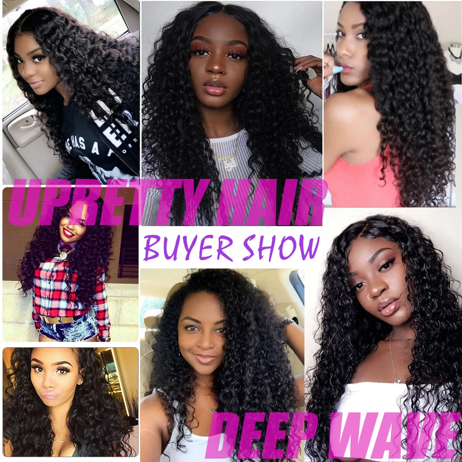 Upretty Hair Brazilian Hair Weave Bundles With Closure 3 Bundle With Lace Closure Remy Human Hair Deep Wave Bundles With Closure Upretty Hair Brazilian Hair Weave Bundles With Closure 3 Bundle With Lace Closure Remy Human Hair Deep Wave Bundles With Closure