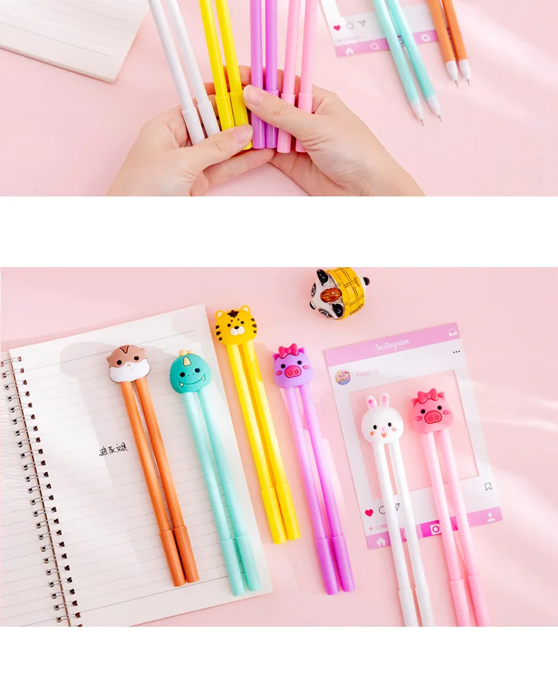 1 Set Cute Animal Creativity Kawaii Gel Pens for School Officel Supplies Gift Stationery 0.38mm Pen