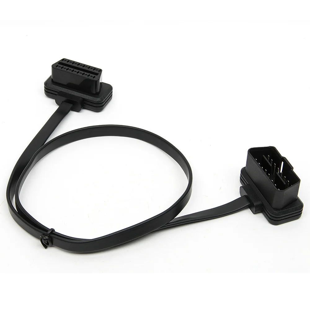 KWOKKER плоский тонкий как лапша OBDII OBD2 16Pin ELM327 от мужчины к женщине расширение локтя