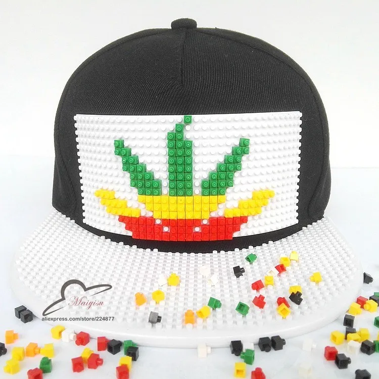 Новая мода Дизайн DIY Съемный дружище Snapback Шапки для Для мужчин лето Мозаика кирпич шапка для женский, черный Шапки