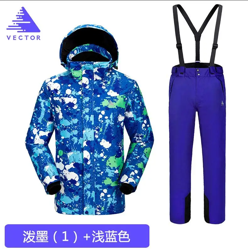 Векторный лыжный костюм для мужчин, ветрозащитная Водонепроницаемая Лыжная куртка и штаны, теплый зимний костюм для сноуборда, бренд HXF70012 - Цвет: 10