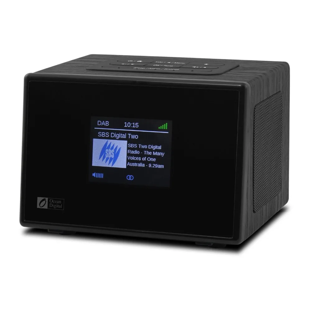 

Ocean Digital DB825C Setreo Dab/Dab + Radio FM Reveil en Bois avec ecran Couleur - Noir