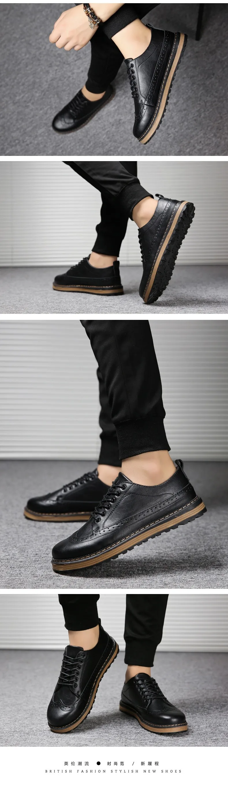 Black Gray Brown Men's Leather Dress Shoes Business Casual Comfort Men's Office Lace Men Oxford Shoes XL 39-44 (12)