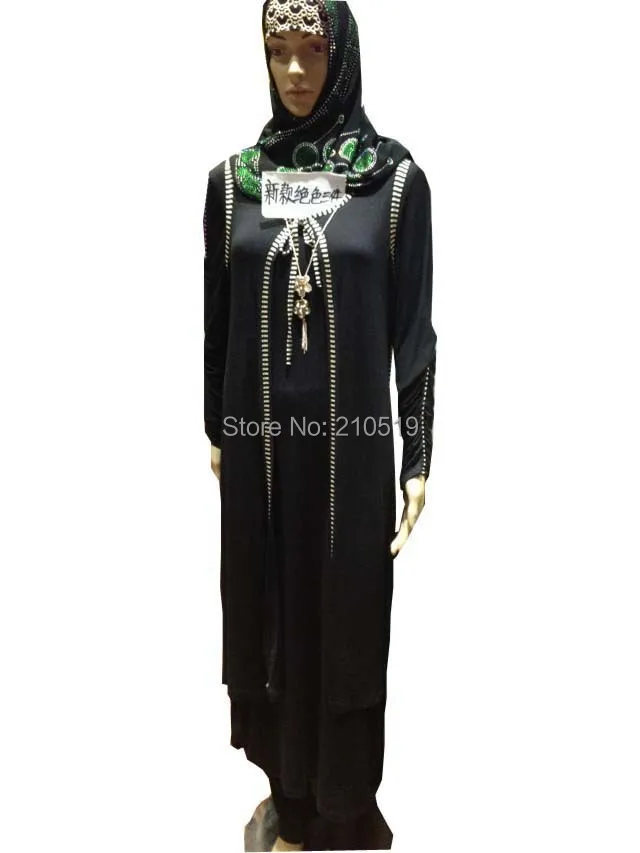 Распродажа, 1 кг, модный серый исламский женский хлопковый комплект, длинный Абая, брюки и верхняя одежда, кафтаны, jilbab ABAYA