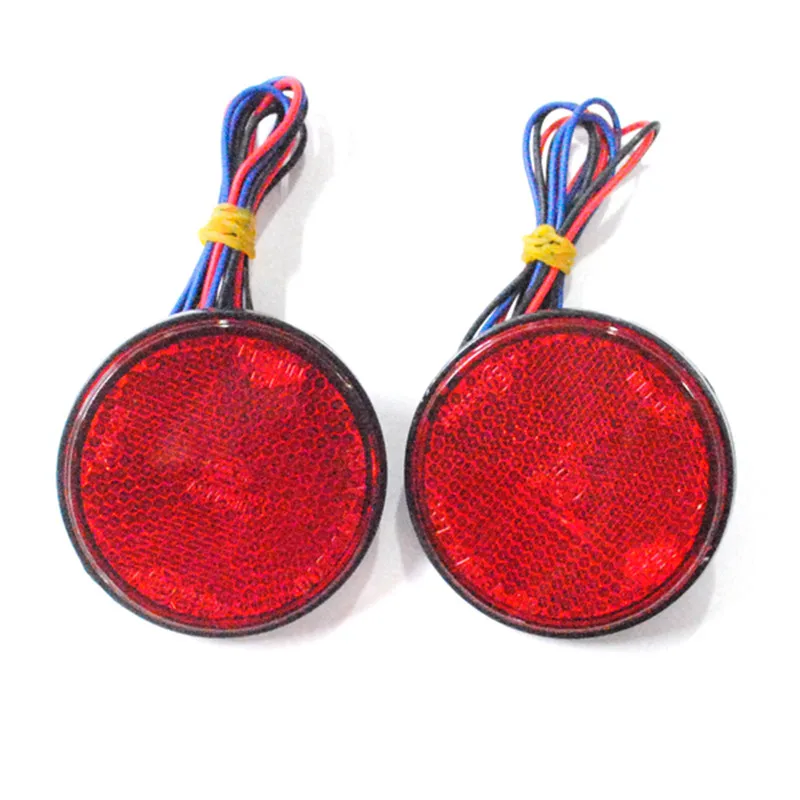 12V 2 x Round Reflector Red 3528 SMD 24 LED LED Rear Tail Brake Stop