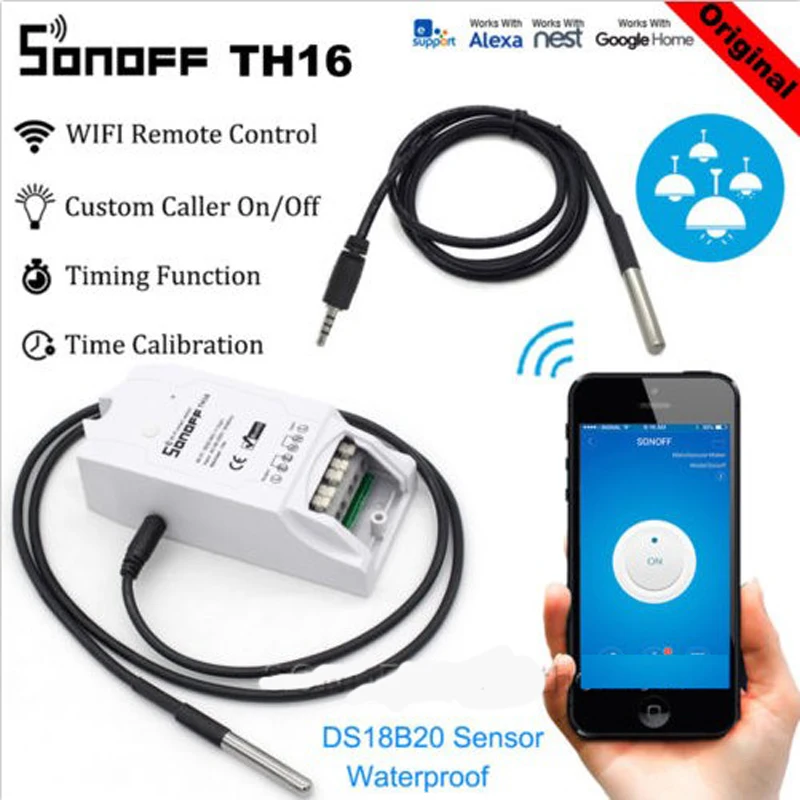 

Sonoff TH16 Smart Wifi Switch Monitoring Temperature Humidity Wireless Wifi Smart Switch Home Automation Work with Alexa Homekit