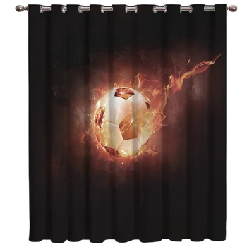 

Soccer Curtains Balls Football Flame 3D Window Curtains for Living Room Bedroom Kitchen Cortinas Para Sala De Estar Polyester