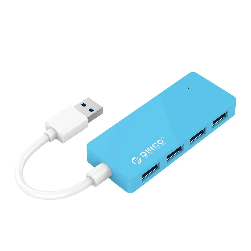 ORICO HC4-U3 Mini 4 порта USB 3,0 концентратор для ноутбука U диск Портативный хаб адаптер для телефона - Цвет: Синий