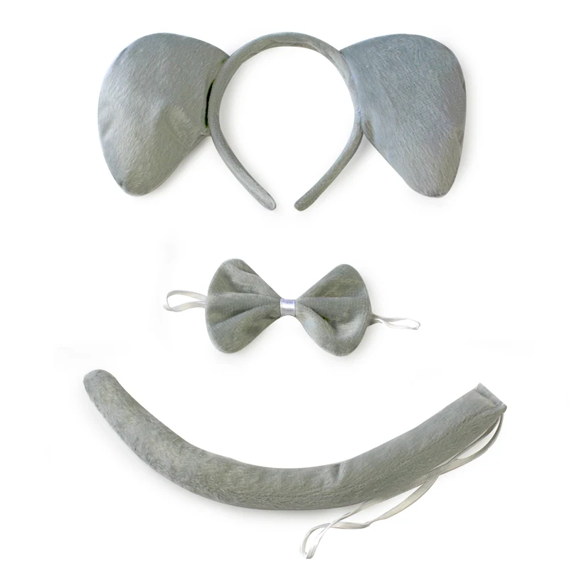 Adult kid Halloween party favors cosplay animal elephant ear headband hairband bow tie tail gloves for boy girls