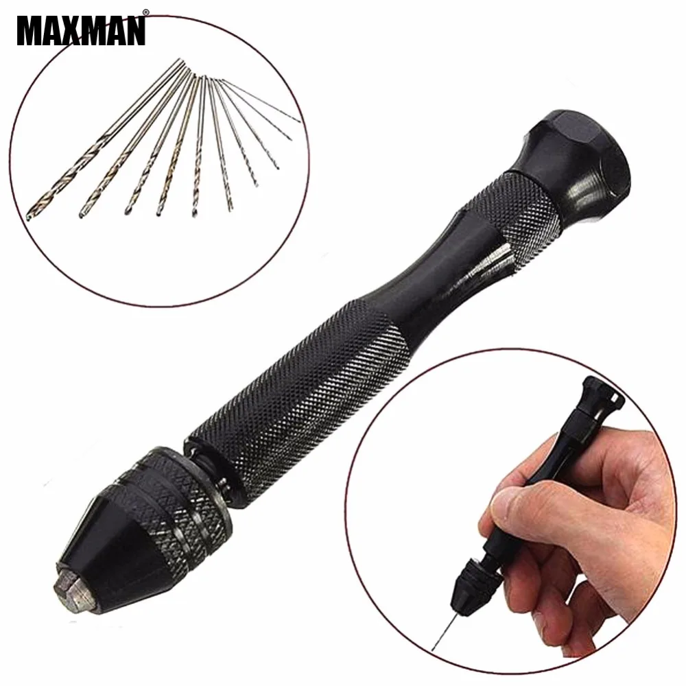 Micro Hand Drill Hand Drill Set Craft Tool Pin Vise Walnut Hobby Tools+