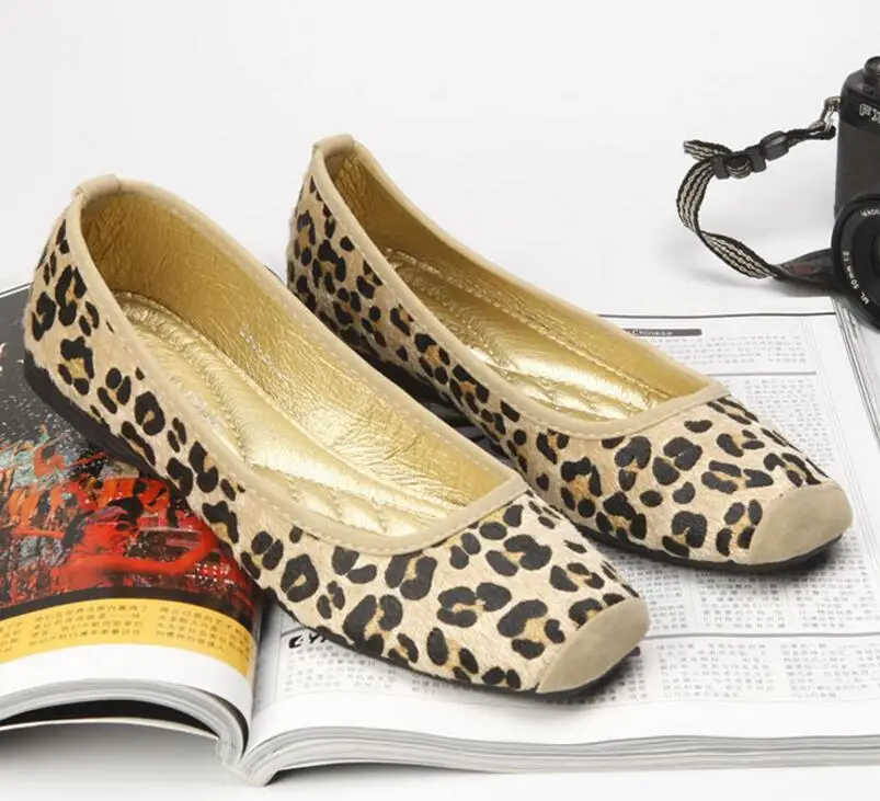 

Women Flat Shoes Square Knot Soft Sole Leopard Print Brown Yellow Comfortable Fashion Ballerina 2019 Summer Autumn Sexy Flats