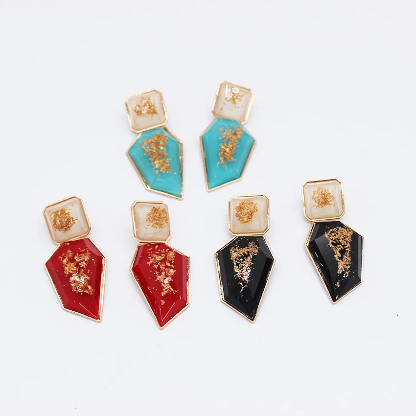 

2018 New Baroque Geometric Drops Marble Pattern Fashion Long Stud Earrings 994
