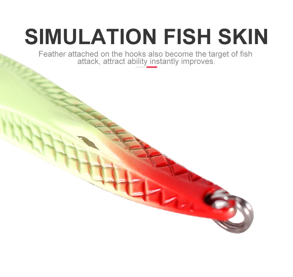 Kingdom Metal Jig spoon Artificial Bait Full Aqueous Layer Metal Material With Feather Hook Fish Sea Bass Fishing Lure Model 3406 (6)