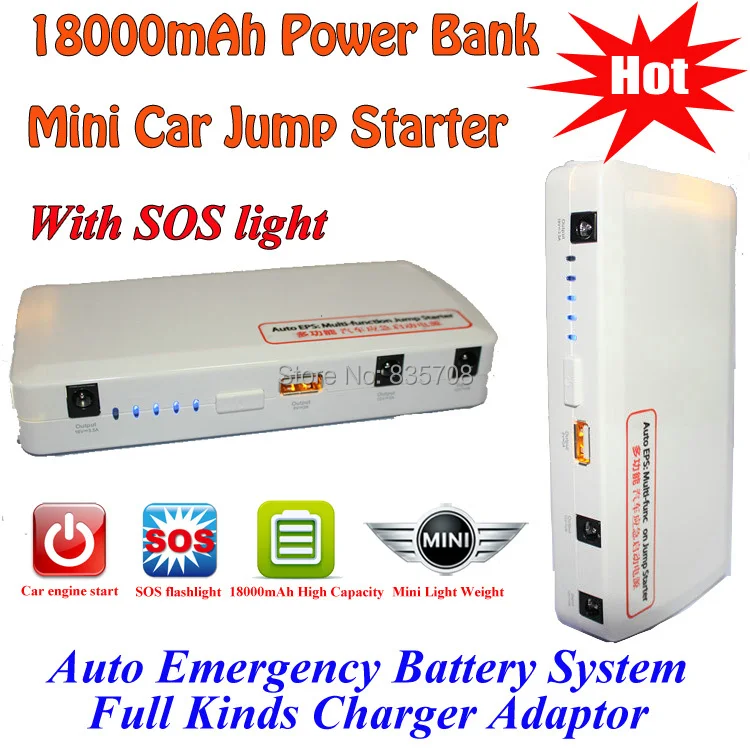 New 18000mAh Mini Car Jump Starter 12V Multi Function Auto EPS Battery