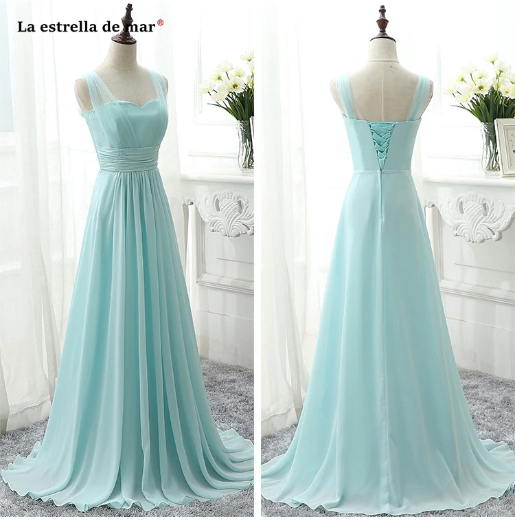 Vestido de madrinha de casamento longo2018 нового тюль, шифон линия Королевский синий цвет мяты зеленый персик Шампанское Вечерние платья