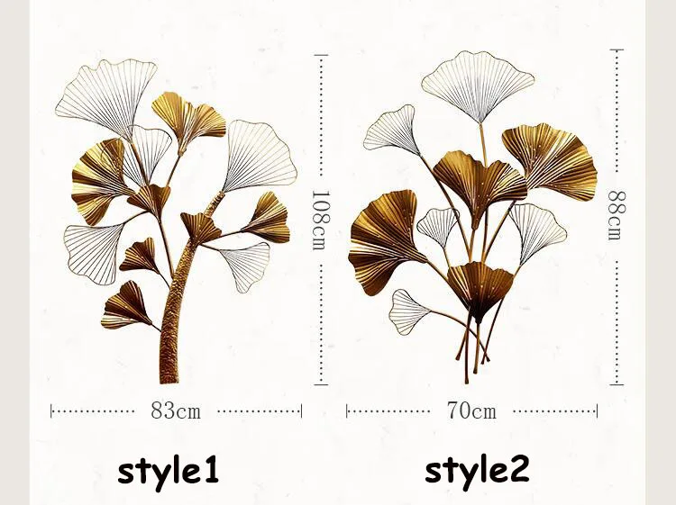 Современная кованая Роскошная настенная подвеска Ginkgo, украшение для дома, гостиной, дивана, фоновая настенная наклейка, аксессуары для росписи