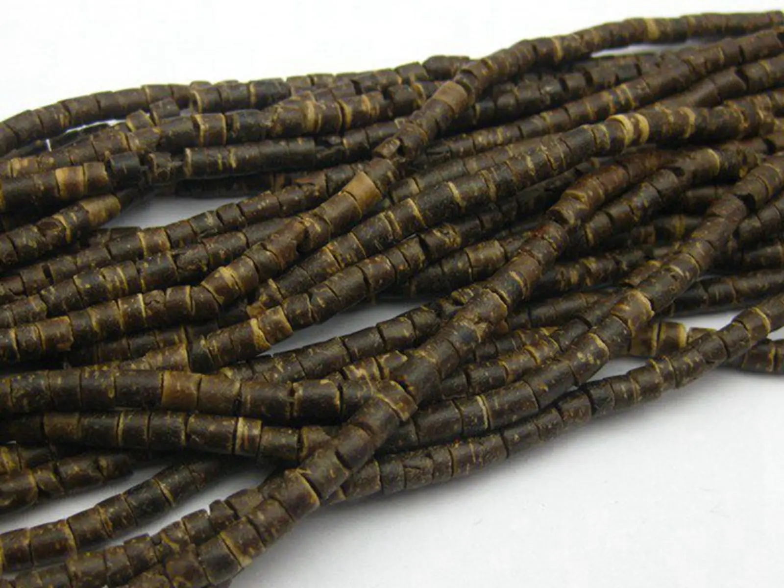 

5 Strands of 22" Natural Dark Coconut Heishi Beads 3mm
