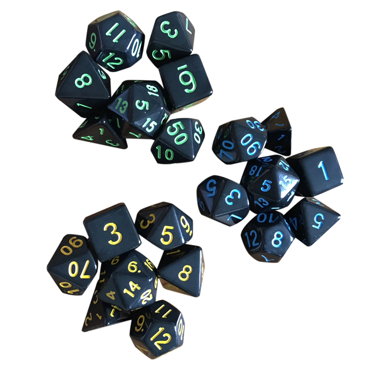 New 7pc/set Multi-sided Game Polyhedral Alloy Dice Set Nickel Black 3 Colors Dungeons & Dragons Funny Party Outdoor Gaming Dices